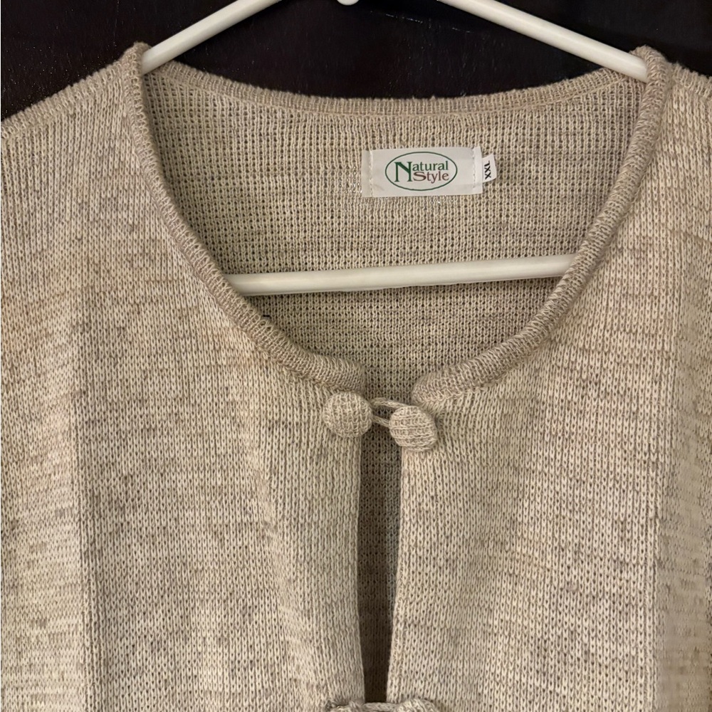 Elegant soft Beige Women's button down Sweater by natural style 2 XL cotton